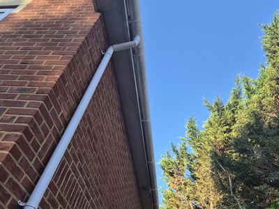 Guttering and soffits before cleaning.