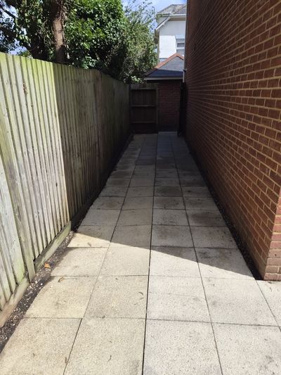 The finished side passage, slabs cleaned back to grey.
